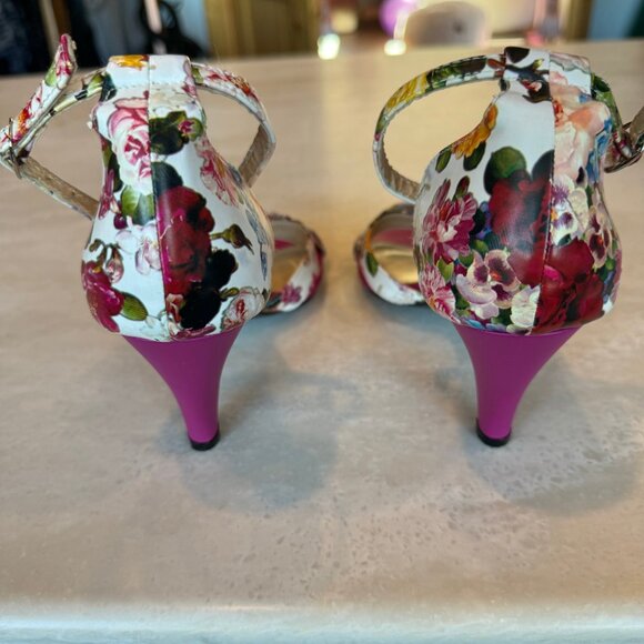 Mario D’boro Size 8 Floral Open-Toed Sandal High Heels - Picture 3 of 6